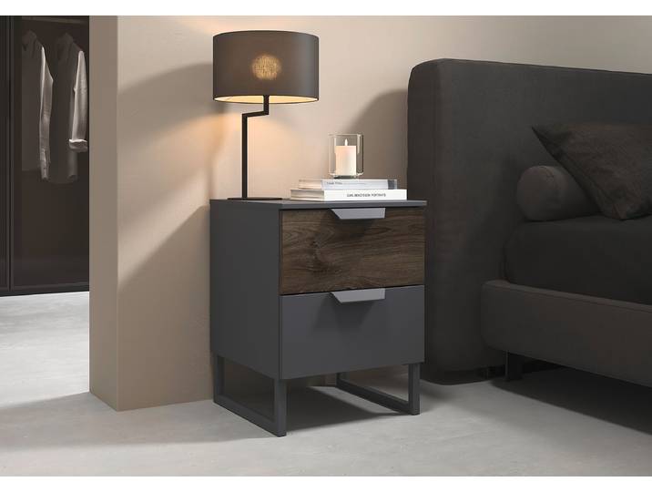 Nachtkommode Barea 40 x 53 x 42cm Grau/Graumetallic