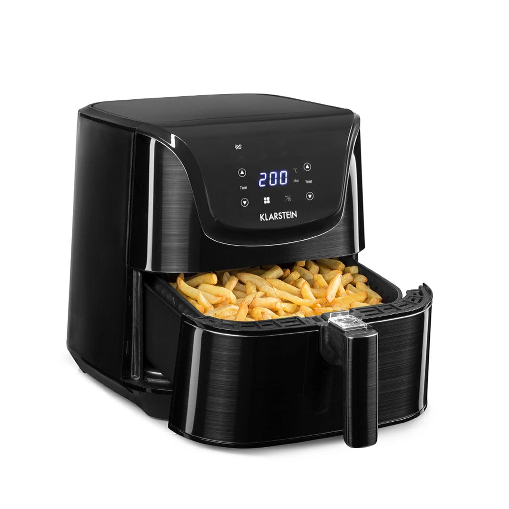 AeroVital Deluxe Heißluftfritteuse 1700W 5 Liter Edelstahl Schwarz