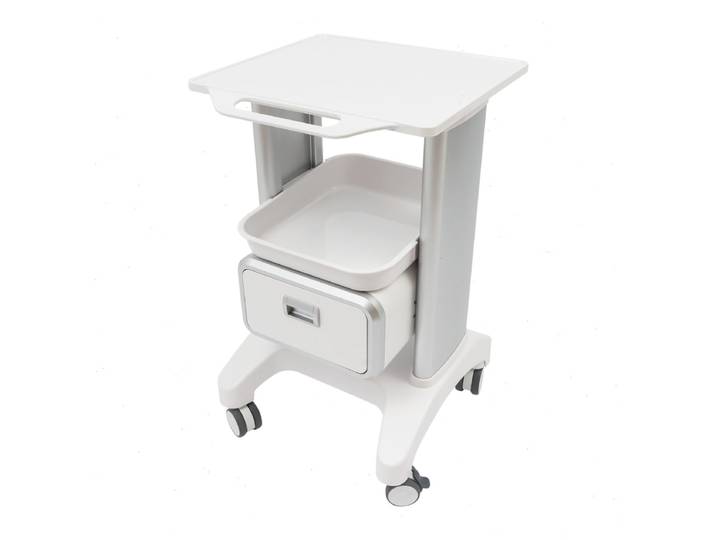 Chariot de salon, chariot utilitaire roulant en ABS avec tiroir et 2 plateaux, chariot de rangement mobile pour salon de beauté, clinique, cabinet dentaire ﻿