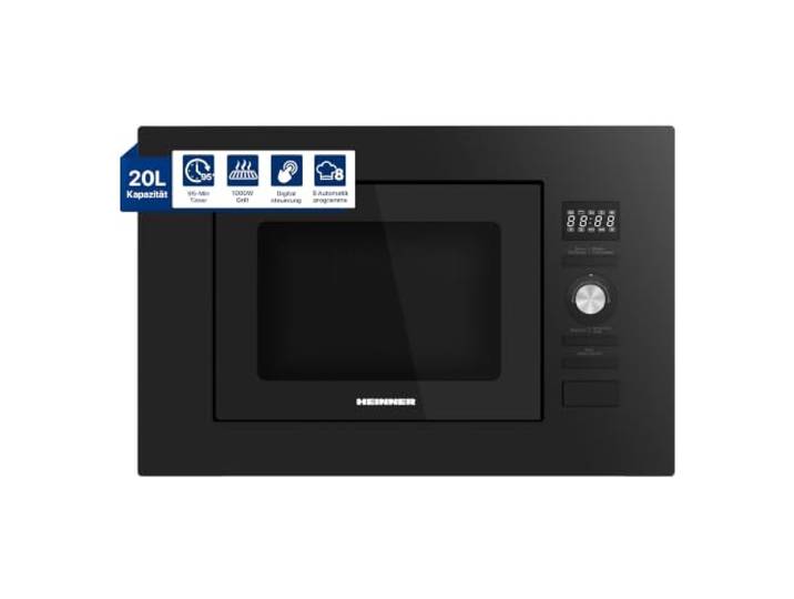 HEINNER HMW-MDBI20GDBK Einbau-Mikrowelle mit 28 L Garraum, Digitalsteuerung und 1000 W Grill, modernes schwarzes Design, einfache Bedienung, ideal für moderne Küchen, inklusive 5 Jahre Garantie
