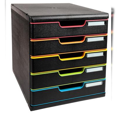 Exacompta 301914D 1x MODULO A4 - 5 Schubladen Black Office - Regenbogen