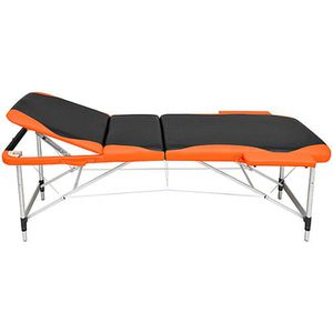 Teqler Massageliege Sentosa, Alu, schwarz/orange, klappbar, höhenverstellbar, 70cm breit