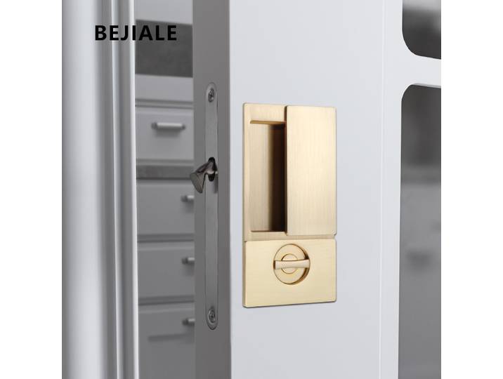 Serrure de porte coulissante silencieuse moderne, crochet de porte pliante de balcon sans poignée encastré plat, serrure de porte silencieuse moderne