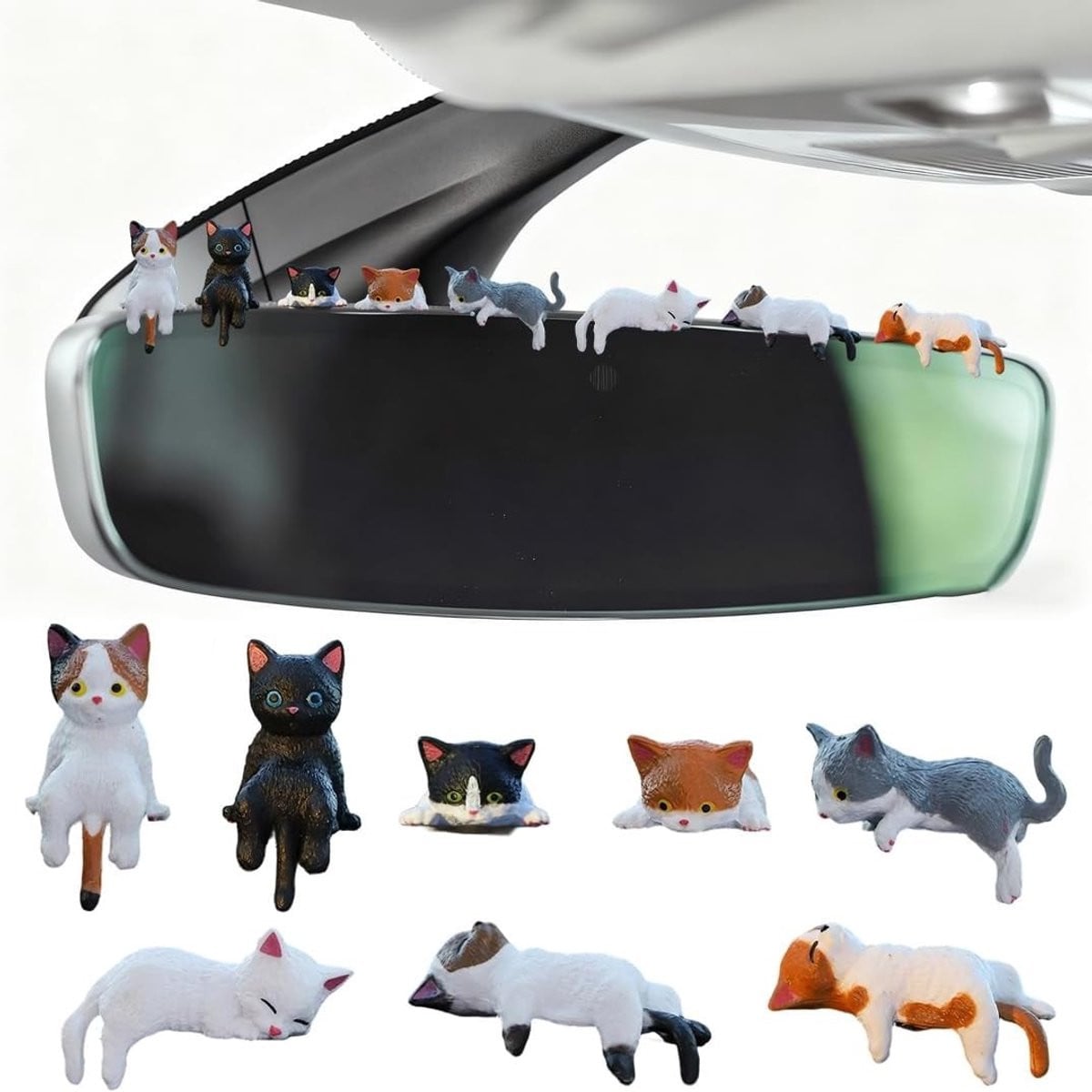 Set van 8 Miniatuur Katfiguren van Kunsthars voor Kinderen en Decoratie