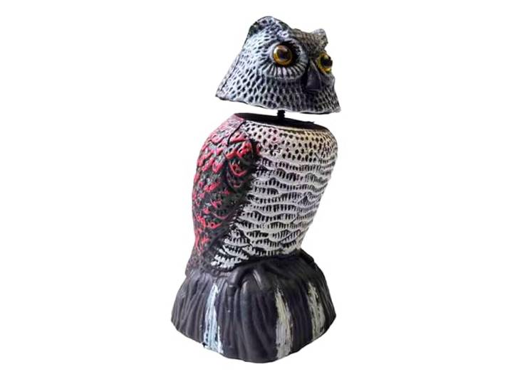 Relaxdays Leurre Hibou Anti-Oiseaux\, tête oscillante\, 20x10x9 cm\, pour Jardin/Balcon\, répulsif Pigeons\, Gris/Rouge