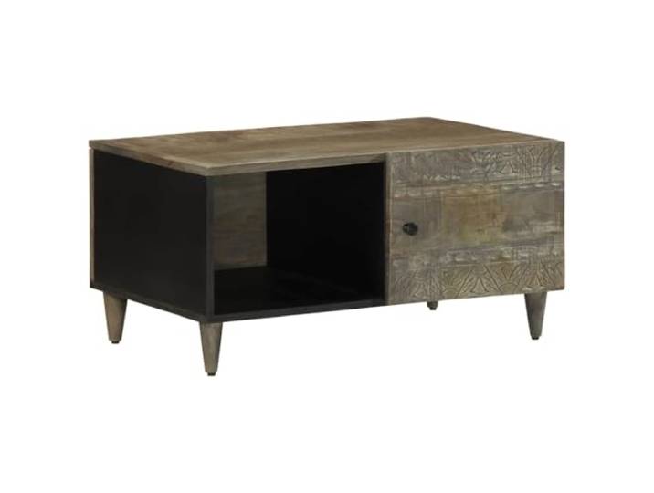 HEFZGDB Massivholz Couchtisch Hellgrau 80x50x40 cm Mango Beistelltisch mit Beinen und Stauraum für Wohnzimmer