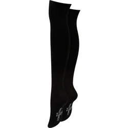 Paolo Renzo® Damen Baumwoll Overknees mit Anti-Rutsch-Bund 3 Paar - Größe 36/41 - Dunkelgrau