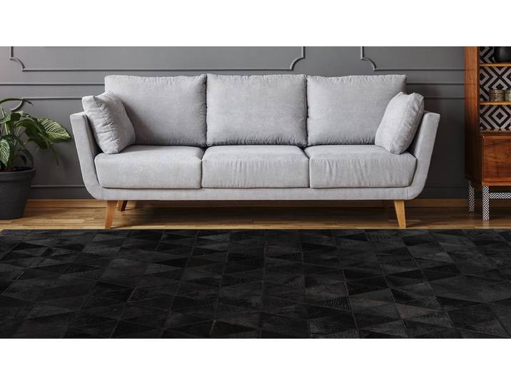 Fellteppich PADIRO Lavin 325 Lederteppich , schwarz, B:80cm H:8mm L:150cm, Rindsleder, Teppiche, Fellteppich, 100 % Rindslederfell, Unikat