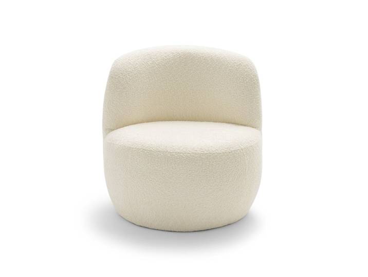 Drawer Fauteuil rond en tissu bouclette- MO 1 Place Blanc