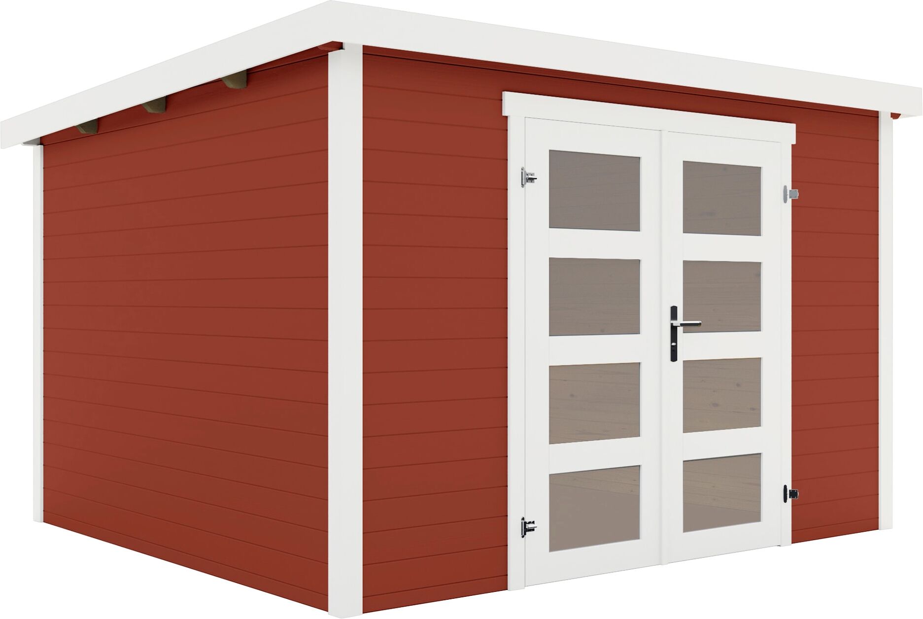Gartenhaus LASITA MAJA "Zambezi 7", rot (schwedenrot), ohne Fußboden, ohne Dacheindeckung, Holzwerkstoff, Gartenhäuser, Gartenhaus, Blockbohlenhaus 28mm
