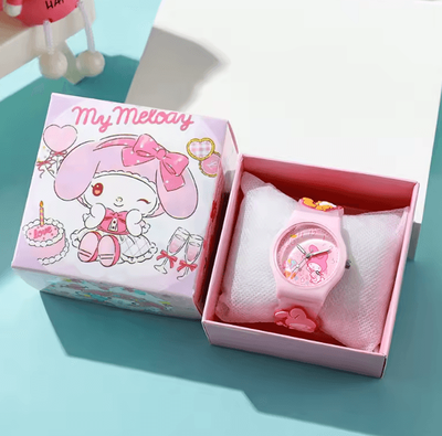 Inspire Curations 3D Hello Kitty Cartoon Kids Watch Cinnamoroll Kuromi Melody Silicone Wristwatch Gift Set lmd With Box