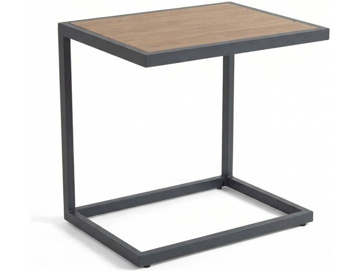 Beistelltisch AMBIENTE HAUS Garten Beistelltisch Alu - grau , braun (grau), B:55cm H:55cm T:41cm, Alluminium, Tische, Beistelltisch