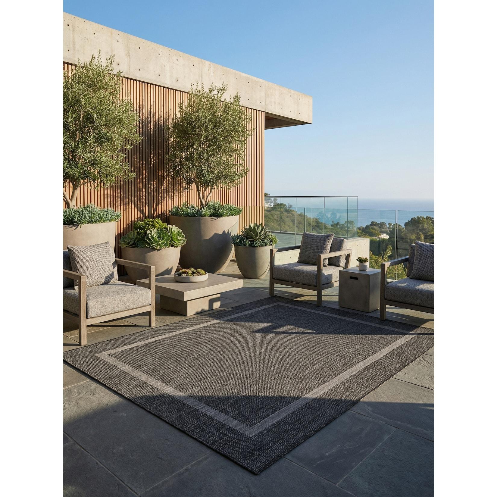 Teppich Outdoor ALSTER in Schwarz, einfarbig, 240 x 340 cm