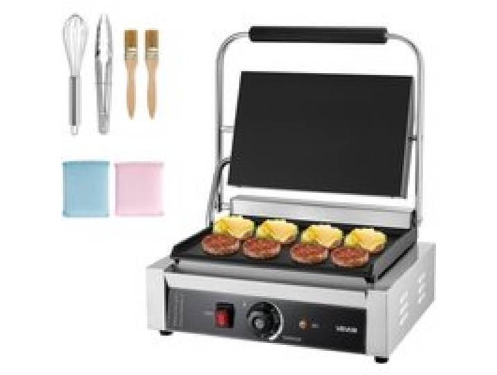 VEVOR kommerzieller Panini-Grill Kontaktgrill 2200 W für Sandwiches Steak Bacon Hamburger, Sandwichmaker Pressgrill aus Edelstahl mit Griff & Temperaturregelung & 34 x 23 cm Heizplatte, Paninipresse