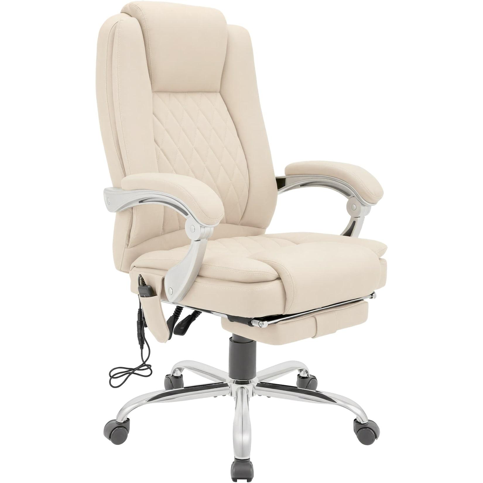 CLP Bürostuhl ergonomisch mit Massagefunktion Rubia, Schreibtischstuhl mit Heizfunktion und Fußablage, Drehstuhl höhenverstellbar bis 150 kg