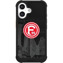 Nivocase Hülle für Apple iPhone 16 Stossfeste Handyhülle NIVOmax Case Schwarz Fortuna Düsseldorf Logo (Apple iPhone 16), Smartphone Hülle, Schwarz