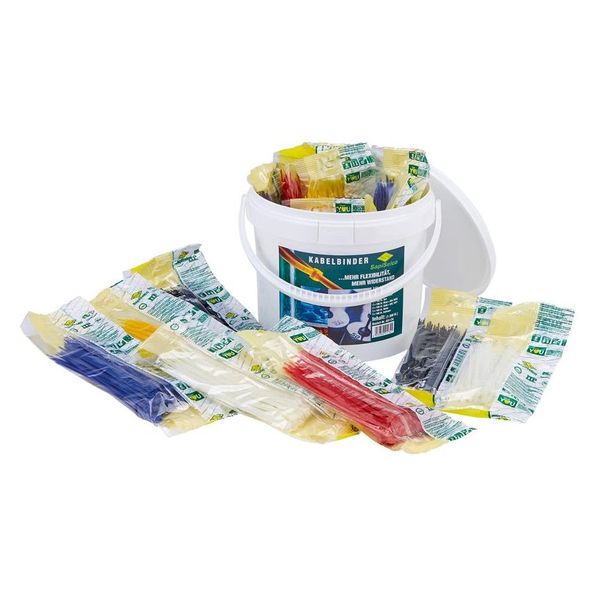 SapiSelco Kabelbinder-Sortiment (Kunststoffkabelbinder, 100 mm, 1500 Stk.) (105-120RP)