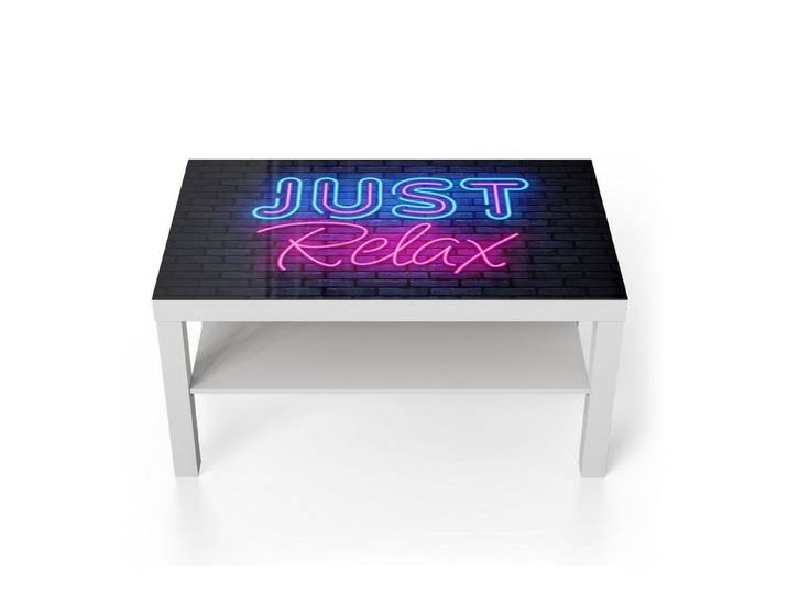 DEQORI Couchtisch 'Spruch im Neon-Design', Glas Beistelltisch Glastisch modern