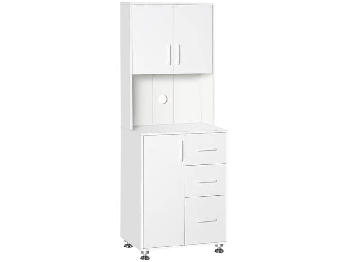 Buffet haut cuisine 3 portes 3 tiroirs panneaux de particules blanc
