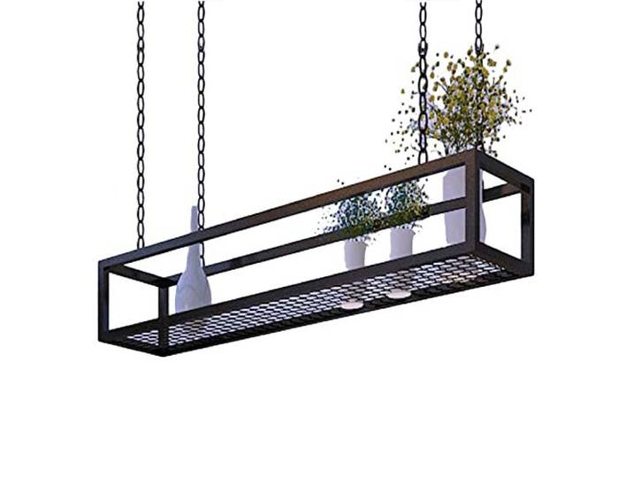 CUEYU Deckenregal Hängend Küche kücheninsel Pot Pan Rack Hängende Regale Kreative Decken-blumenständer Kochgeschirr Aufhänger Lagerung for Bar Keller Garage Restaurant, schwarz Metall Eisenrahmen