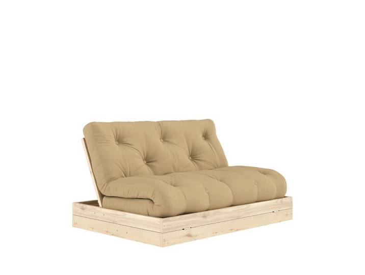 Canapé convertible 2,5 places en tissu et bois - blé