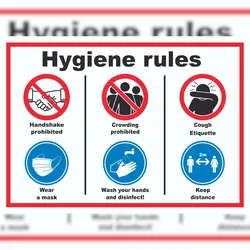HB-Druck Hygiene rules Symbol und Text Schild A1 Rückseite selbstklebend