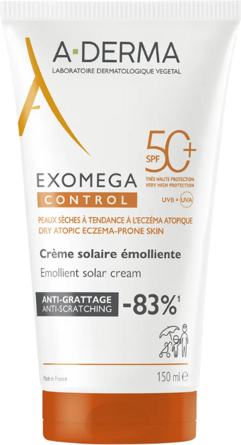 A-Derma Exomega Control Cuidado Solar Emoliente FPS50+ 150ml