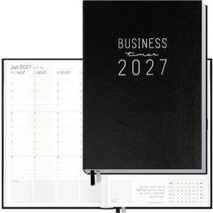 Häfft Buchkalender 11225-5, Business-Timer, Jahr 2026/2027, A5, 17 Monatskalender, 1 Woche = 2 Seiten