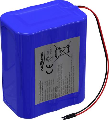 Ansmann 3S2P Akkupack 6x 18650 Kabel Li-Ion 10.8V 5200mAh Akkupack 6x Li-Ion 10.8V 5200 mAh