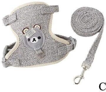 Uplifted Finds Adjustable Undershirt Style Pet Harness And Leash Set s gray