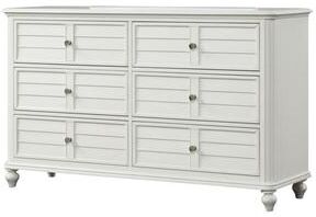 Benjara Kyna Wide Dresser, 6 Drawers, Classic Antique White Solid Wood