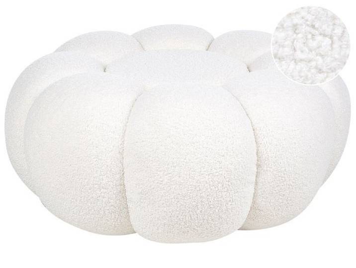 Pouf en bouclé blanc BEAUFORT