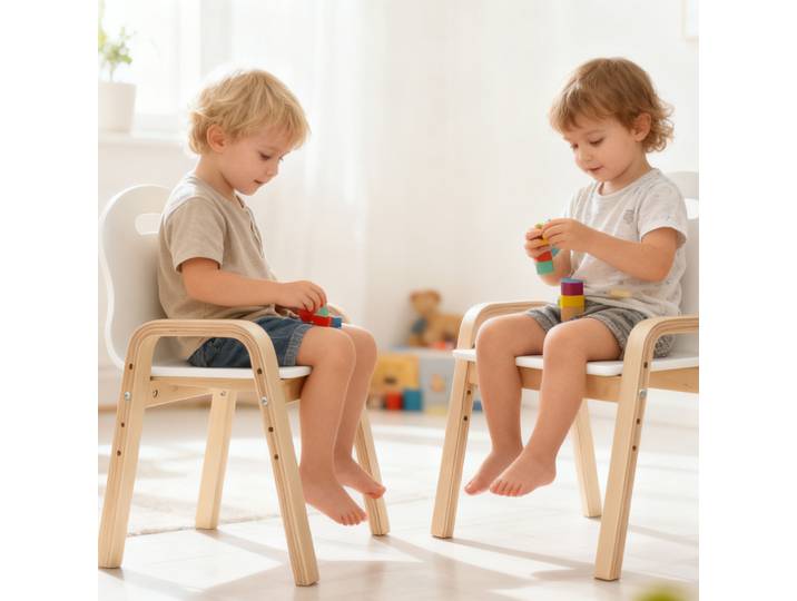 AIYAPLAY Lot 2 Chaises Enfants Bois Massif Réglables Blanc