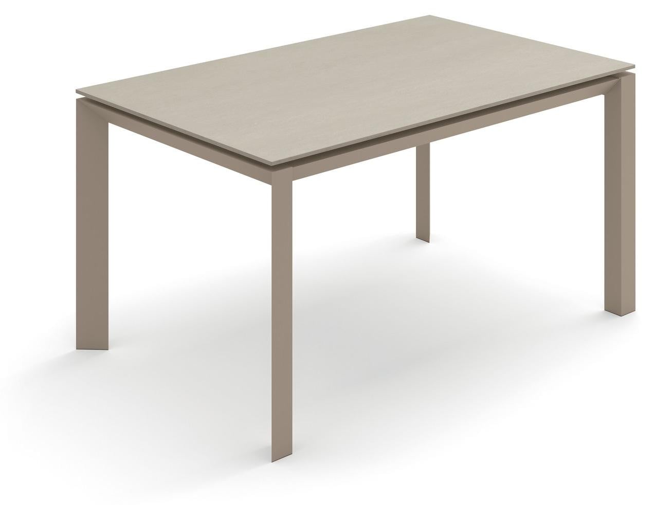 Stones Account 24 Uittrekbare Tafel met Mat Sandkeramiek Tafelblad en Metalen Frame in Sandkleur, Breedte: 140 tot 220 cm