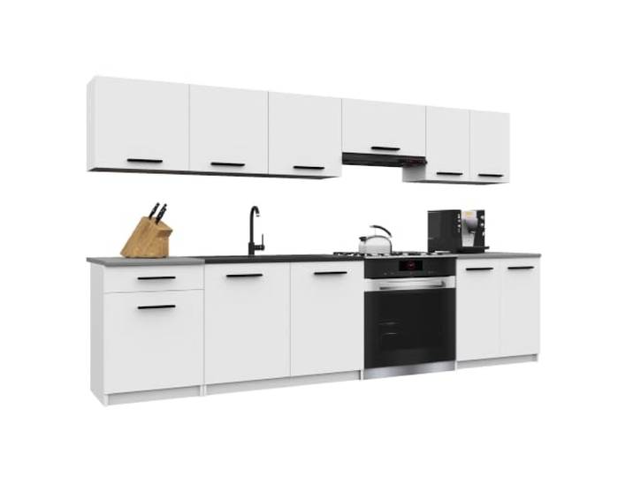 Belini Italia 2 Küchenzeile Küchenblock 240cm Weiß Matt Küchenset als gerade Küchenzeile, weiße Korpusse, DECOR ECONATURA Material, kratzfest, ohne Elektrogeräte, mit Arbeitsplatte