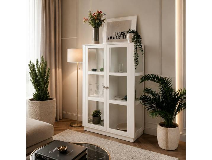 Armoire vitrée blanche 2 portes RAVEN