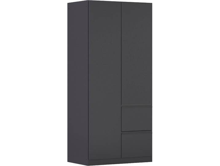 Drehtürenschrank RAUCH Kleiderschrank Schrank Garderobe Wäscheschrank COSTA Breite 91 cm , schwarz (graumetallic, eingriffe graumetallic), B:91cm H:197cm T:54cm, Holzwerkstoff, Schränke, Drehtürenschrank, Breite 91 cm grifflose Front mit Push-to-Open Funktion MADE IN GERMANY