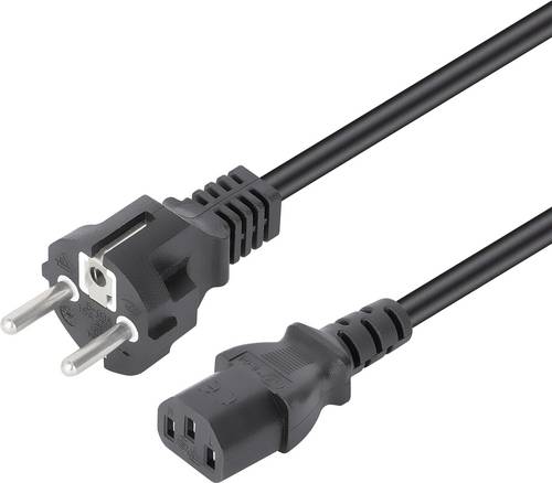 Manhattan Strom Anschlusskabel [1x Kaltgeräte-Stecker C13 - 1x Schutzkontakt-Stecker] 5m Schwarz