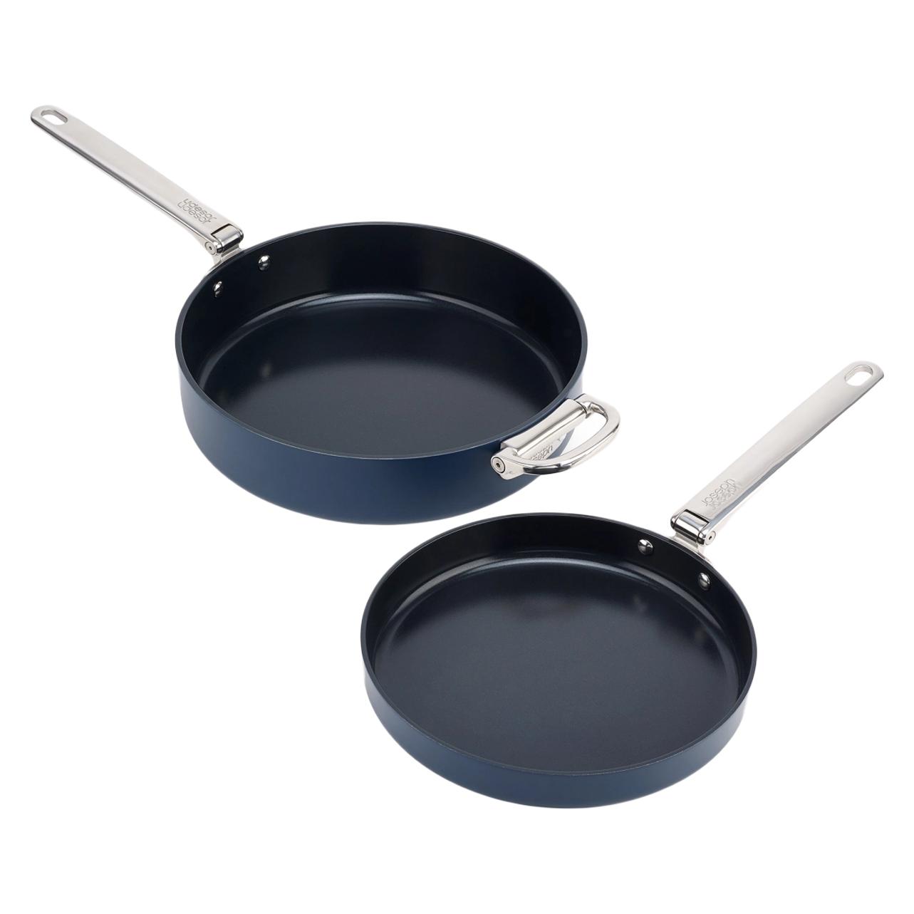 Joseph Joseph Space Bratpfanne klappbare Griffe 2er Set mit Pfannenschutz (45051)