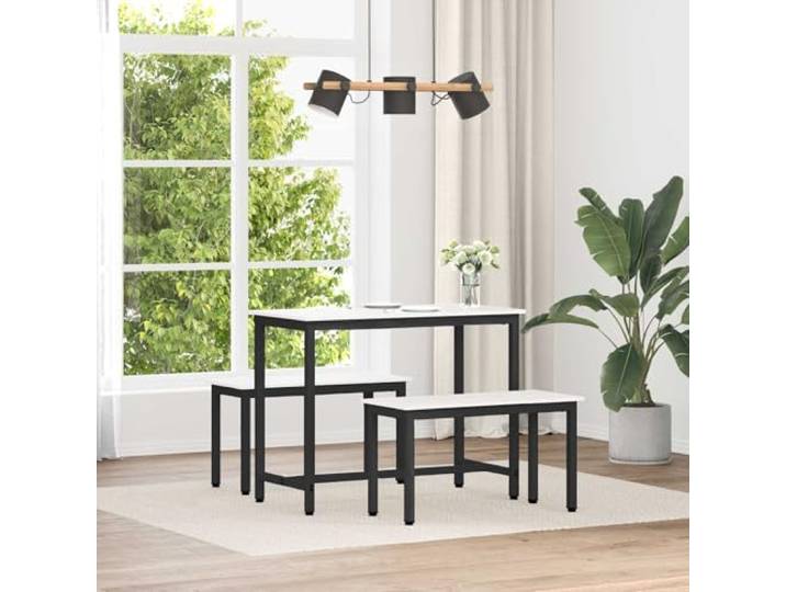 NLQMSU Sitzbank, weiß, 80 x 35 x 45 cm, massives Kiefernholz, Füße aus Massives Kiefernholz, quadratische Metallbeine, moderner Stil, Esszimmer, Terrasse, Eingangsbereich, Terrasse