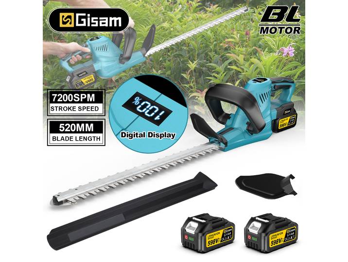 Taille-haie électrique sans fil Gisam 2000W, outil de jardinage pour l'entretien des pelouses, l'élagage et la coupe, compatible avec batterie Makita 18V