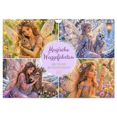 Magische Weggefährten - Zwölf Feen und ihre tierischen Begleiter (Wandkalender 2027 DIN A4 quer), CALVENDO Monatskalender