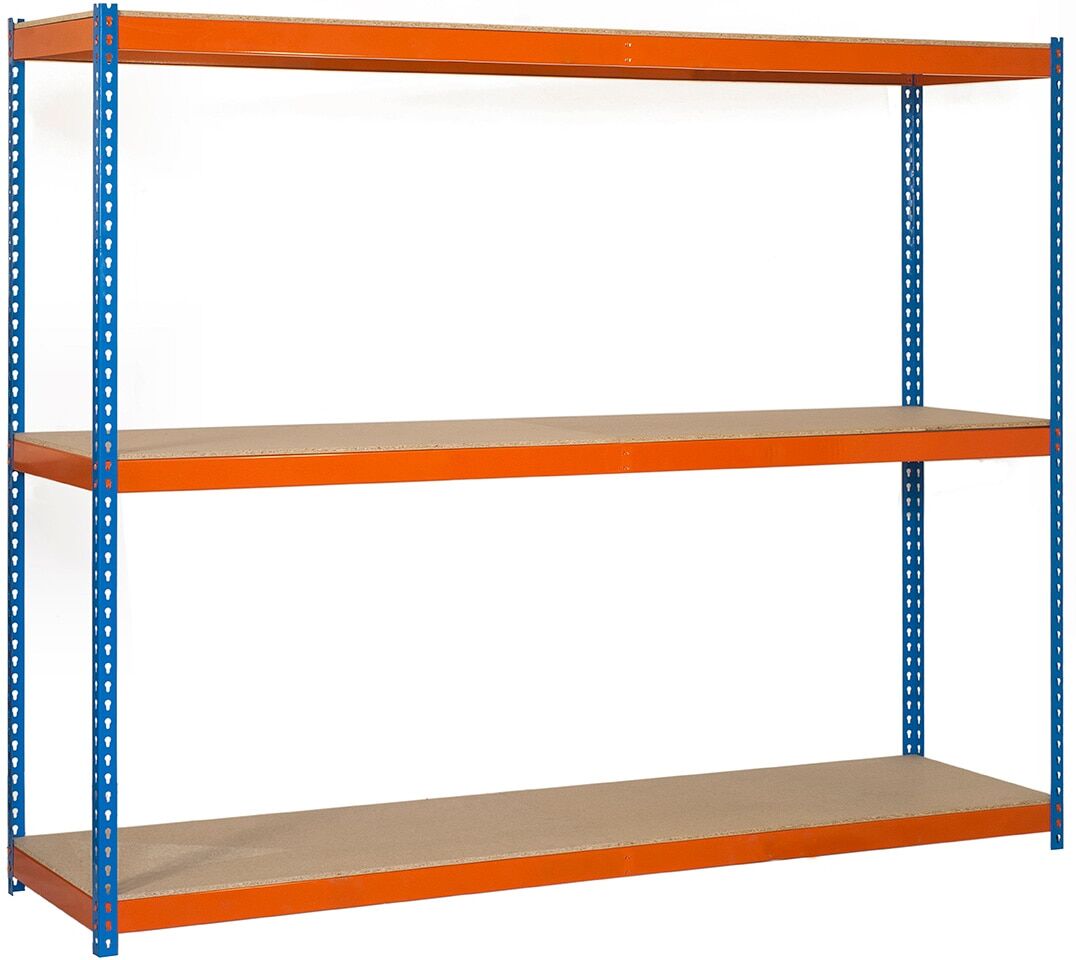 SIMONRACK Estantería metálica SIMONFORTE 3 Estantes.  (200 x 240 x 90 cm) Azul / Naranja / Madera