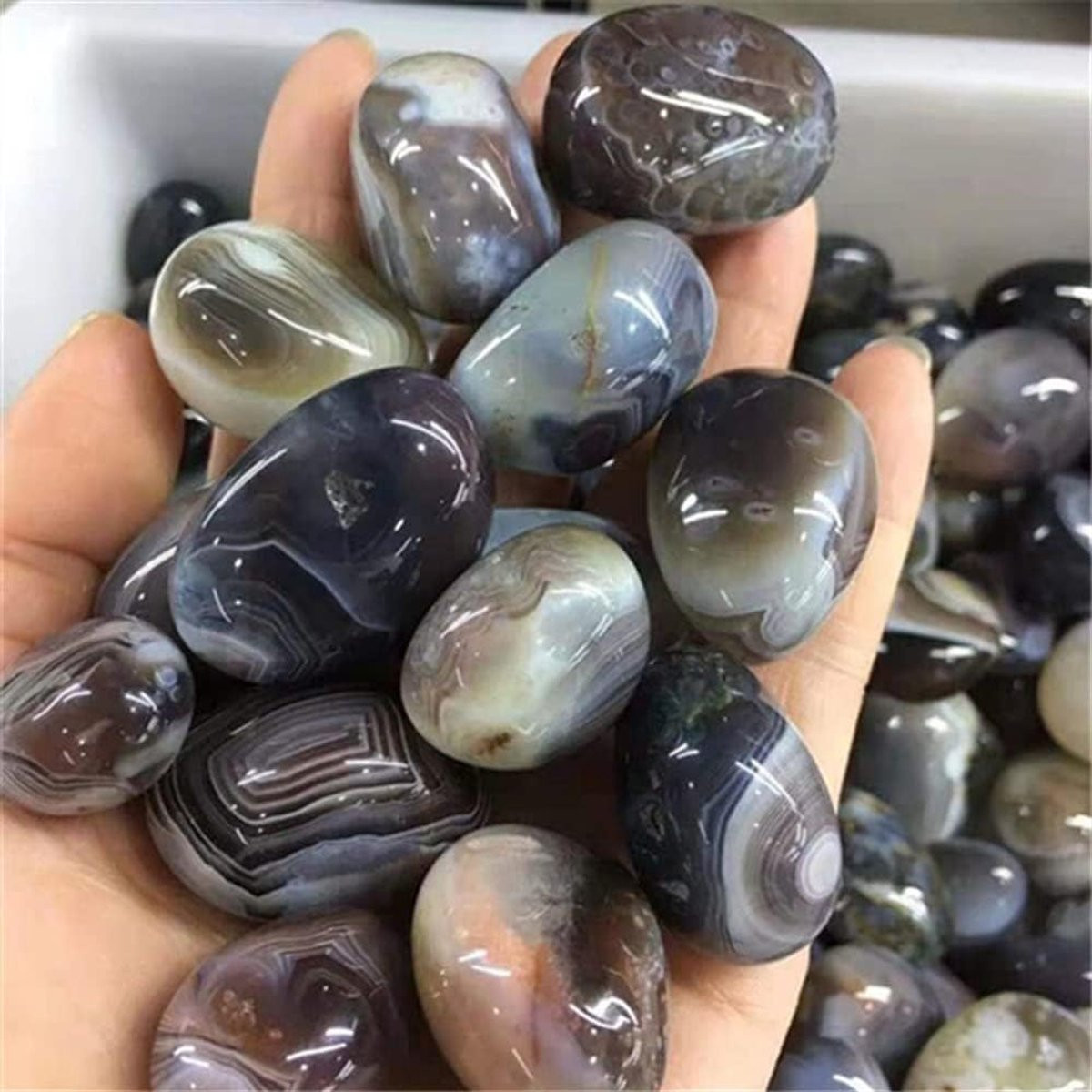 Agate Kristallen - Gepolijste Natuurlijke Helende Stenen voor Meditatie Decoratie - 100g