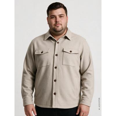 Hemdjacke LERROS "Robuste und pflegeleichte Hemdjacke in großen Größen", Herren, Gr. 3XL, beige (foam weiß), 100% Polyester, Jacken