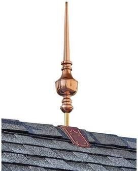 "27"" Victoria Pure Copper Finial with Decorative Copper Roof Mount"