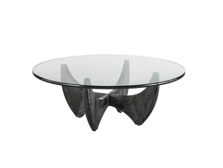 Signature Runder Couchtisch aus massivem Eichenholz Ø100 cm – Harper, Schwarz, Holz, 100x35x110 cm, Wohnzimmer, Wohnzimmertische, Couchtische