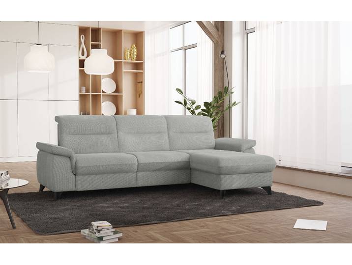 Ecksofa, Polyester, Hellgrau, 260×175 cm, Recamiere Rechts, Mit Kopfteilverstellung, Sit&More