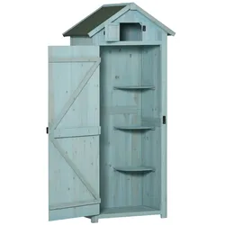 STILVORA Gartenschrank Holz Hellblau 77x54,2x179 cm mit Fenster und wasserdichtem Dach