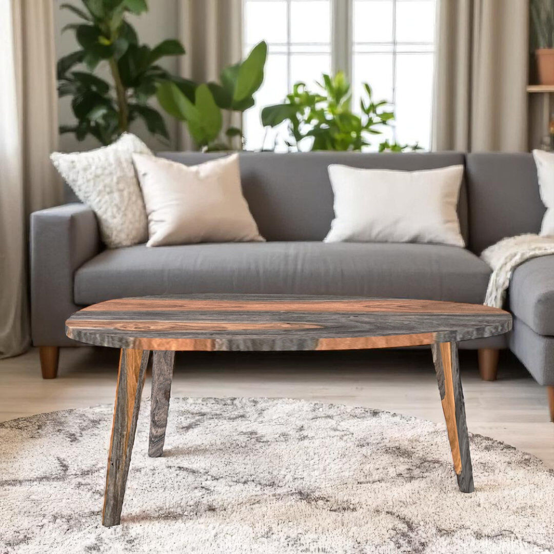 Daily Sales Goa Solid Wood Solid Wood Three Leg Coffee Table Brown;Gray 45cm H X 110cm W X 60cm D